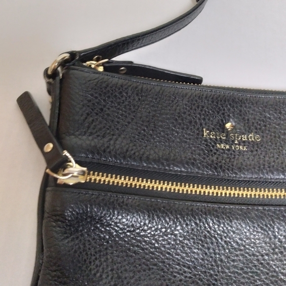 Kate Spade Black Cow Leather Crossbody Purse with Gold Tone Hardware - Picture 7 of 15